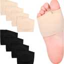 TrelaCo 4 Pairs Metatarsal Pads with Gel Pad for Women and Men Ball of Foot Pain Relief Cushions for Metatarsal Support, Large Size, Black and Beige