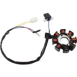 8 Pole Copper Magneto Stator Coil GY6 50cc 139QMB Scooter Moped ATV Go Karts TaoTao Sunl Roketa (4-wire, 2-pin, DC)