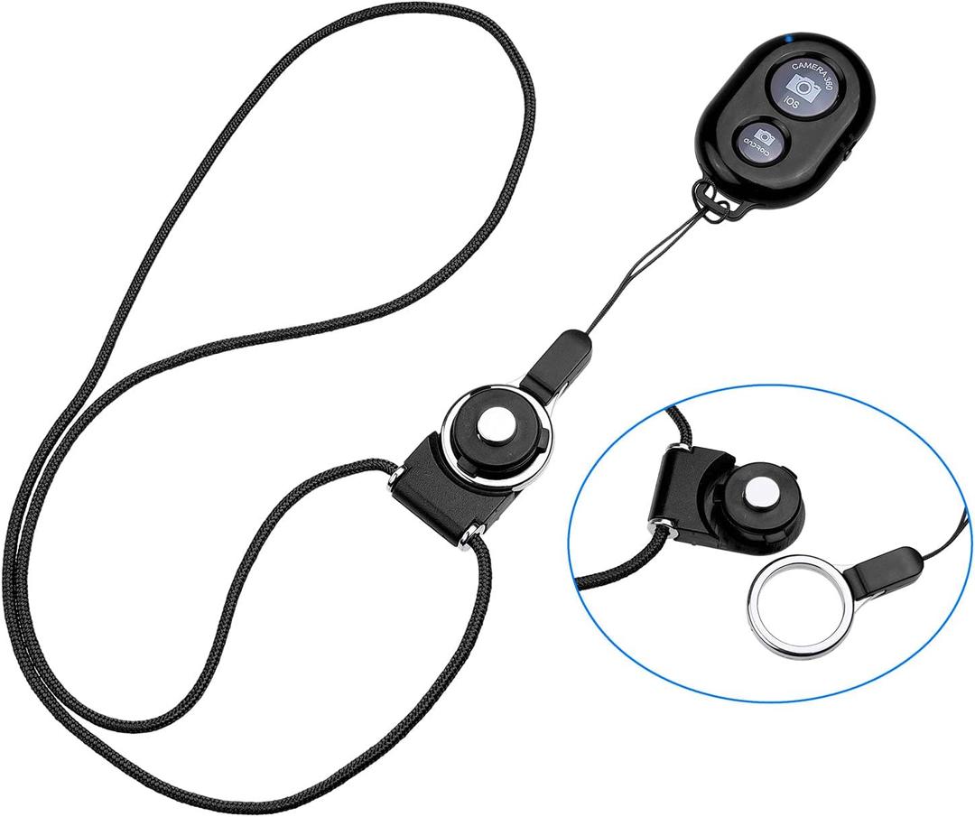 CamKix Camera Shutter Remote Control with Bluetooth Wireless Technology - Black - Lanyard with Detachable Ring Mount - Capture Pictures/Video Wirelessly at 30 ft Compatible with iPhone/Android