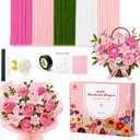 HHSarioneiro 550 Pcs Pipe Cleaner Flower Kit, Pink Complete DIY Flower Bouquet Making Kit, 5 Beautiful Colors, 15 Flower Designs with Step-by-Step Video Tutorials, for Teen Girls and Craft Lovers