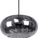 Smoked Grey Glass Pendant Lighting, 11" Hammered Lampshade Hanging Lamp, 1-Light Matte Black Chandelier for Dining Living Room Kitchen Island