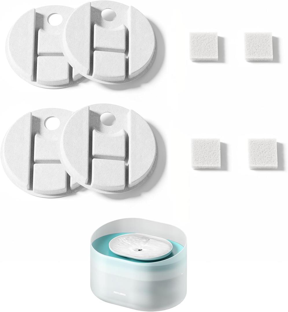 PETLIBRO Replacement Filters for Capsule Dog Fountain PLWF008, 2 Month Set of Filters for Dog Water Dispensers, 4 Count Pack, White