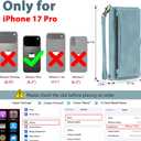 Wallet Case for iPhone 17 Pro with Card Holder/Crossbody Wallet/Strap,[RFID Blocking][Magnetic] PU Leather Phone Case for iPhone 17 Pro,6.3 in,Dream Blue