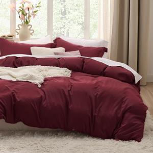 Bedsure Winery Pink Duvet Cover King Size - 3 Pieces Prewashed Cotton-Like Polyester Extra Soft Bedding Set, Includes 1 Duvet Cover 104x90 Inches with Zipper Closure & 2 Pillow Shams, No Comforter