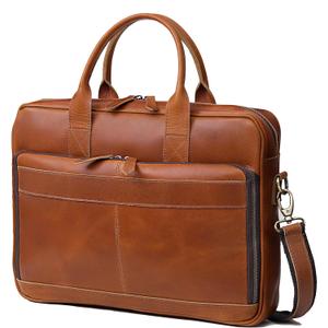 VC VINTAGE COUTURE Leather briefcase bag for men Leather Laptop Bags For Men and Women Travel Messenger Bag (16 Inch Briefcase, Tan Brown)