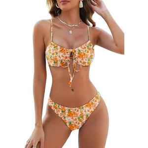 ZAFUL Women High Cut Bikini Sets String Sexy Swimsuit Two Piece Underwire Bathing Suit Brazilian Cheeky Cut Out Cute Swimwear, L