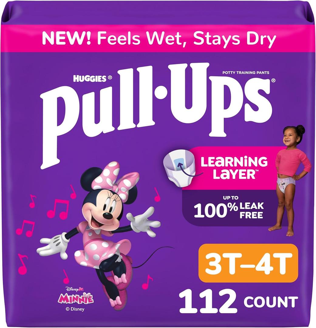 Pull-Ups Girls' Potty Training Pants, Size 3T-4T Training Underwear (32-40 lbs), 112 Count