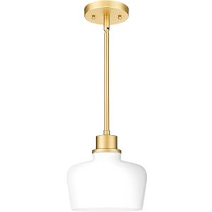 Emak Modern Pendant Lights Kitchen Island, 8 Inch Gold Pendant Light with Milk Glass Shade, Hanging Light Fixture for Kitchen Island, Dining Room, Bathroom, Bedroom, PL122-GD-ML