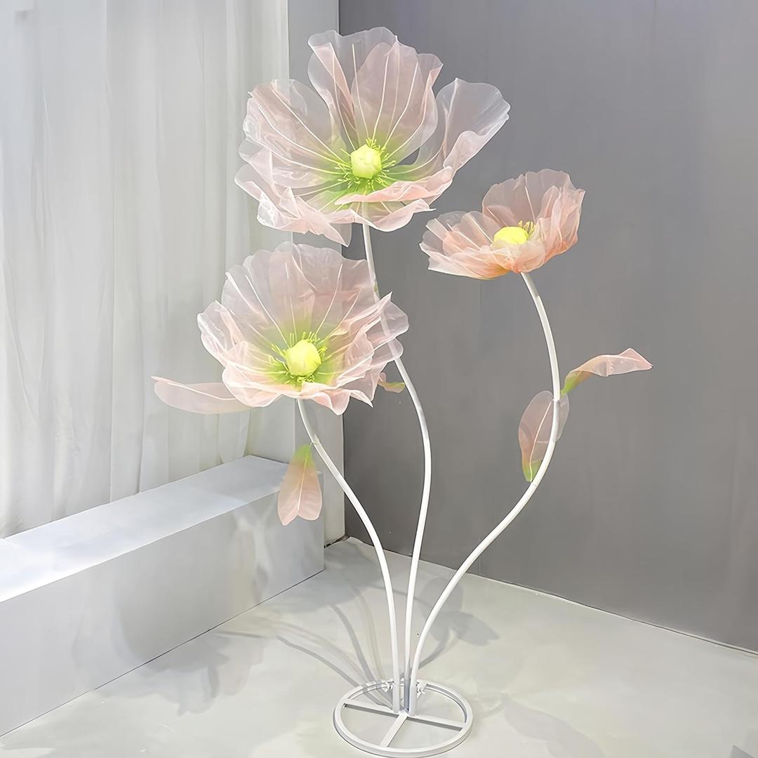 Giant Flowers for Decoration, 5.58 ft Big Artificial Organza Flower for Wedding Reception Birthday Easter Party Large Mother's Day Backdrop Decor Photography Props Shop Window Display, Green Pink