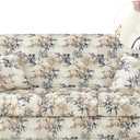 JQinHome 6 Piece Stretch Sofa Cover Couch Cover, 4 Pieces Sofa Slipcover with 3 Separate Cushion Cover, Washable Furniture Protector for Living Room(Sofa, Shadow) (S007 Flowers Shadow)