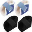 4 Pcs Heel Protector Boot Sheepskin Heel Protectors Soft Foot Cushions Pads with Securing Strap for Protect Feet Ankle Pressure Bed Sores (Black, Blue)