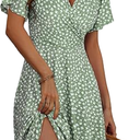 FENSACE Womens Sundress Summer Floral Short Sleeve Wrap V Neck A-Line Midi Dress
Size S