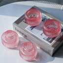 Woho Pink Candlestick Holders for Taper Candles Set of 4, Glass Taper Candle Holders Bulk for Birthday Party, Tea Lights Candle Holder for Wedding Festival