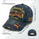 250th Anniversary USA Hat, 1776-2026 American Flag Baseball Cap, Distressed Vintage Denim Dad Hat
