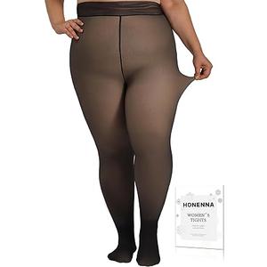 Plus Size Fleece Lined Tights, Fake Transparent Curvy Winter Thermal Tights for Women under Dress, medias térmicas