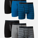 6 Pack Men's Moisture-Wicking Cotton Boxer Briefs X-Large Striped Assorted