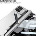 for Google Pixel 9 Pro Fold Case with S Pen Holder & Stylus Pen,Hard PC Shockproof Cover with Magnetic Hinge Protection and Kickstand & Built-in Screen Protector for Pixel Fold 2 2024(Silver)