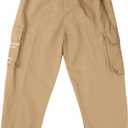 Boys Cargo Jogger Pants - Elastic Waist Casual Sweatpants, Teenage Relaxed Fit Workwear Pants with Pockets (12-13 Years, Khaki)