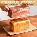 3 Pcs Pullman Loaf Pan with Lid, 2.2lb/1lb/0.5lb Dough Capacity, Non-Stick Carbon Steel Bread Pans for Homemade Bread Sandwich and Toast, Sourdough Loaf Pan with Lid, Corrugated Toast Mold (Golden