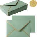 50 Pieces A7 Envelopes with Gold Border, 5.24 x 7.21 Inches Envelopes with Gold Stickers for Greeting Cards and Invitation (Sage Green, A7-5x7)