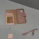 Arae Compatible with iPhone 17 Case Wallet with Card Holder, Wristlet Strap Wallet Flip Cover for iPhone 17 6.1 inch Men/Women, RFID Blocking, Kickstand, Rose Gold