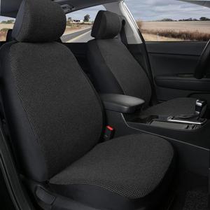 GIANT PANDA Seat Covers for Ford F150 F-Series F250 F350 F450 Super Crew/Crew Cab, 2 Low Back Front Seat Cover for Pickup and Trucks, Cotton and Linen Fabric, Black (2-Pack)