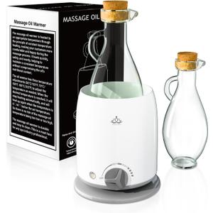 Lotion Warmer Dispenser Heated Accelerated Absorption with Perspectivity Glass Bottle Massage Oil Warmer Heater for Massage Therapy Spa