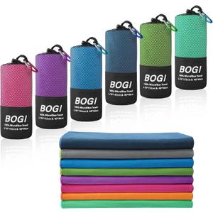 BOGI Microfiber Quick Dry Travel Sports Towel, Blue, 60"x30"+16"x16"