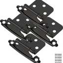 50-Pack Cabinet Hinges, 1/2 Inch Overlay, Satin Nickel Semi-Concealed, Self-Closing, Face Mount (Black)