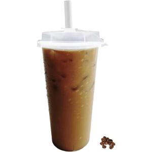 Plastic Cups with Strawless Sip Lids (100, 16 oz)