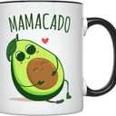 YouNique Designs Mamacado Coffee Mug, 11 Ounces, Pregnant Wife Mug, Pregnancy Announcement Mug for Dad and Grandparents, Mommy To Be Cup, Expecting Mom Coffee Mug (Black Handle)