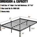 14 Inch Full Size Bed Frame with 2 Pcs Mattress Slide Stopper, Platform Bed Frame Full Metal, No Box Spring Needed, Easy Assembly, Heavy Duty, Noise Free, Non-Slip