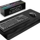 JIKIOU Large Mouse Pad with Wrist Rest, Desk Pad with Built in Wrist Rest, Waterproof Gaming Mouse Pad with Non-Slip Base for Typing Pain Relief Black 29.5x14.9 inch