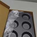 Mini Tart Pan, 2.75" Egg Tart Molds 6-Cavity Non Stick Fluted Mini Tart Mould, Reusable Quiche Bakeware Carbon Steel for Pies, Quiche, Cheese Cakes, Desserts(Not Included Cutting Mold)