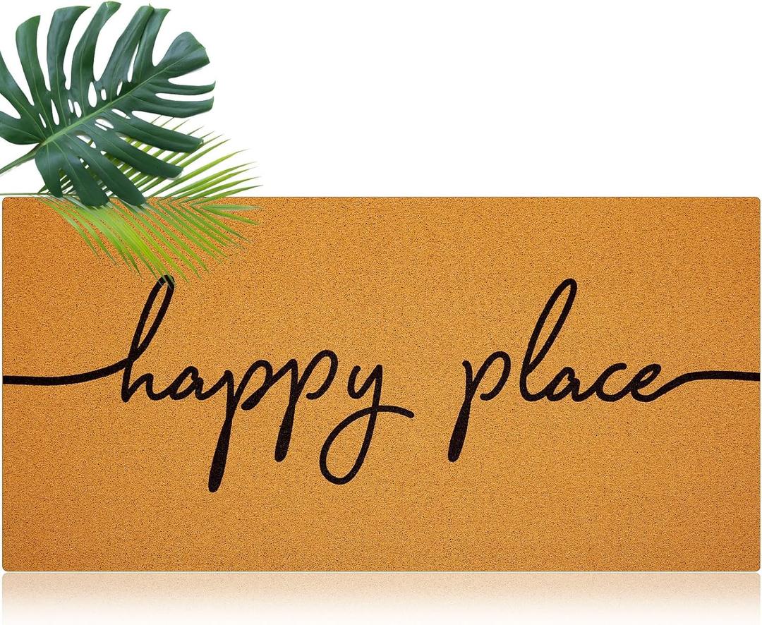 Honeydak Happy Place Door Mat 36'' x 72'' Extra Large Welcome Front Doormat for Entrance Inside Outdoor Non Slip Oversized Decorative Door Rug Long Mat for Christmas Home Entry Gift Decoration