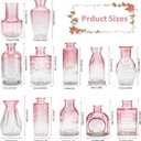 Glass Bud Vases Set of 12,Small Glass Vases for Centerpieces, Pink Bud Vases in Bulk, Mini Flower Vase, Small Vases for Flowers, Mini Vintage Vase for Wedding Home Room Office Table Decor (Pink)