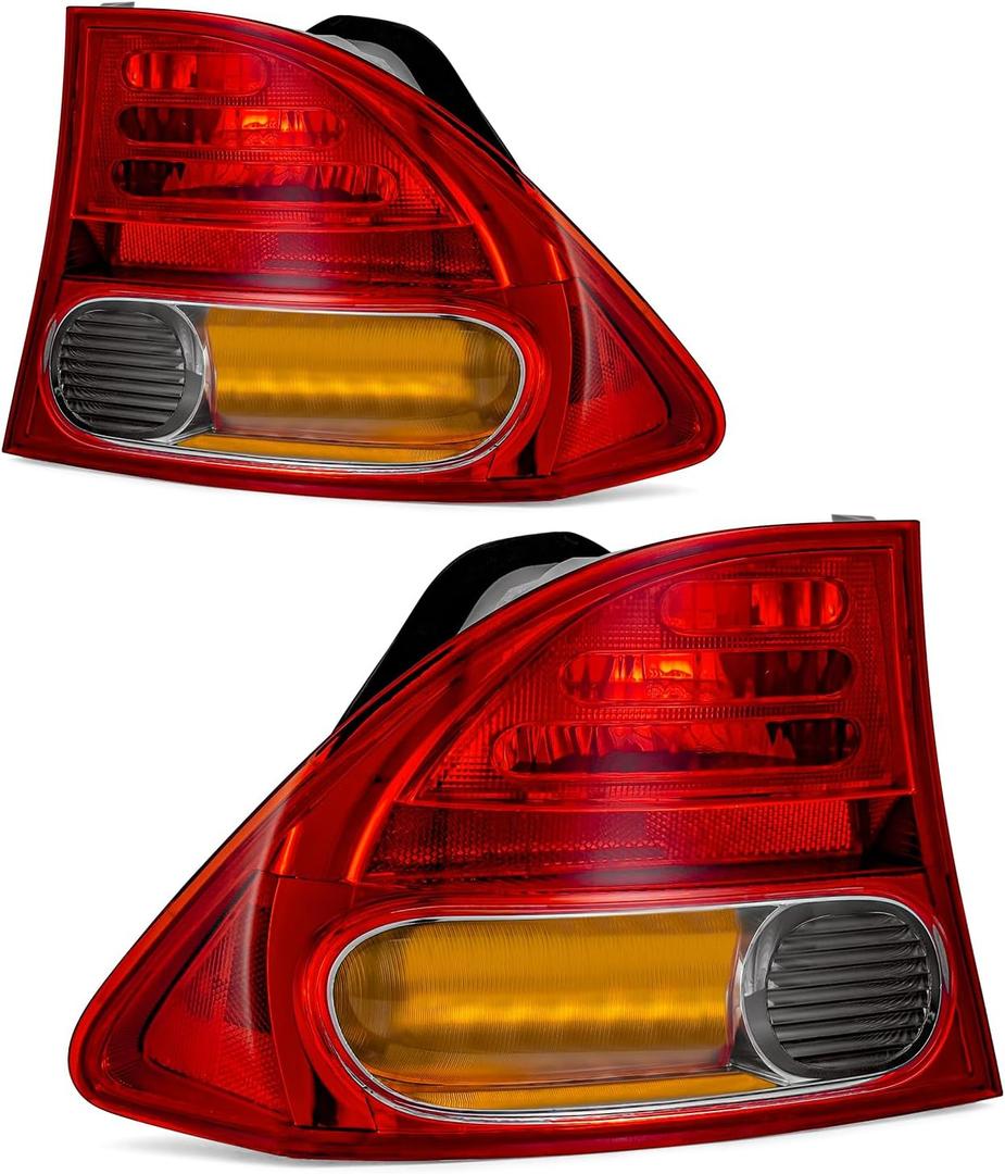 Tail Light Assembly Pair for 2006-2008 Honda Civic 4DR Sedan DX EX GX LX Hybrid Rear Brake Lights Left Right W/O Bulbs