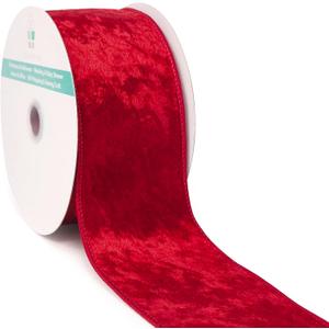 Red Velvet Ribbon 2.5 Inch x 10 Yards for Christmas Tree Topper Home Decoration Wreath Gift Wrapping DIY Craft