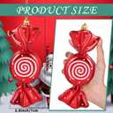 3 x Aoriher 2 Pcs 7.6" Large Candy Cane Ornaments Christmas Tree Peppermint Decorations Hanging Candy Ornaments Glitter Christmas Picks with Golden Ropes for Xmas Party Decorations (Red)