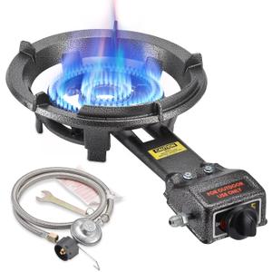ARC Outdoor Propane Burner Stove, 13" Single Propane Burner, Cast Iron Portable Propane Burner With Adjustable Regulator And Stainless Steel Hose, Great For Outdoor Wok Burner (C: 30,000BTU)