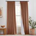 Teracotta Linen Blackout Curtains 108 Inches Long, Western Home Decor Southwestern Drapes for Track System or Floor to Ceiling Living Room Bedroom Sliding Glass Doors, 2 Panels