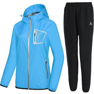 HOTSUIT Sauna Suit Women Durable Boxing Sweat Suits Gym Workout Exercise Sauna Jacket Pants, Blue, S
