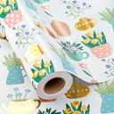 2 x Garbendy Plant Wrapping Paper - Mini Roll -17in x 32.8ft,Metallic Gold Foil Flowerpots,Floral Wrapping Gift Paper for Baby Shower, Birthday, Bridal Shower,Wedding,Party and more