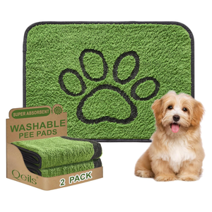 Qeils Reusable Dog Pee Pads, 2 Pack Super Absorbent & Leakproof Washable Puppy Pads with Soft Green Top Layer, for Potty Training, Crates, Couch, Car Seats & Pet Beds, 18"x24"