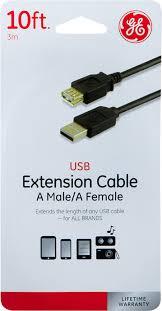 GE USB Extension Cable A Male and A Female - Black, 10 ft