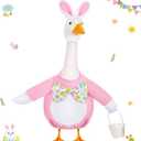 FuWeave Easter Bunny Goose Outfit Easter Egg Porch Goose Costume for Cement Plastic Geese Statue Spring Outdoor Garden Yard Patio Decoration(Light Pink,23 Inches,Cute Bunny)