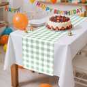 12 Pcs Sage Green and White Checkered Table Runner Plastic 14 x 108 Disposable Sage Green Gingham Table Runner for Birthday Wedding Baby Shower Party Table Centerpiece Decorations
