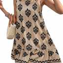 BLENCOT Womens Boho Dress Sleeveless Ruffle Mini Summer Vacation Casual Dresses (XL)