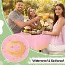 misaya 3 Packs Dot Disposable Table Cloth, 54 x 108 Inch Waterproof Plastic Tablecloth, Rectangle Gold Dots in Pink Table Covers for Mother's Day, Picnic, Birthday, Party
