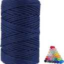 FLIPPED 100% Natural Cotton Macrame Cord,5mm x110 Yards Macrame Cords Colored Cotton Macrame Rope Craft Cord for DIY Crafts Knitting Plant Hangers Christmas Wedding DcorDark Blue